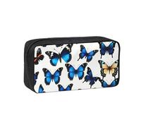 Tamiger Many Blue Butterfly Print - Estuche unisex espacioso para bolígrafos, gran capacidad, organizador de papelería para llevar a diario