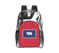 Tamiger Mochila transparente con estampado de bandera del estado de Wyoming, bolsa transparente para senderismo, gimnasio, campus, viajes, uso diario