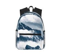 Tamiger Mochila unisex ligera y cómoda con estampado de paisaje con montañas y nubes, para el trabajo diario, viajes, senderismo