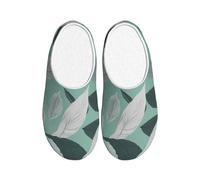 Tamiger Pantuflas con estampado de hojas grises menta para mujeres y hombres, para interiores y exteriores, con bonitos zapatos transpirables