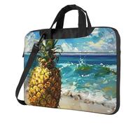 Tamiger Pineapple By The Sea - Funda para portátil con estampado de piña junto al mar, para negocios, oficina, viajes, fin de semana, Black, 13 inch
