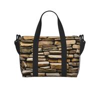 Tamiger Rustic Rocks - Bolsa de viaje con impresión de pared de ladrillo, ajustable, ligera, para fin de semana, casual, para vacaciones, gimnasio