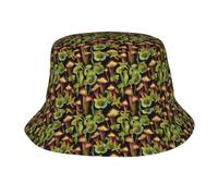 Tamiger Sombrero de pescador con estampado de plantas carnívoras para mujeres y hombres, ligero, transpirable, ala ancha, protección solar, sombreros de pesca, color negro