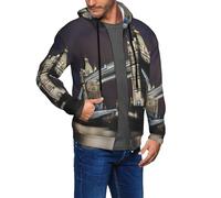 Tamiger Sudadera con capucha con estampado de Tower Bridge In London, para hombre, térmica, para el hogar, casual, al aire libre, gimnasio, viajes, entrenamiento, oficina, Negro, 3XL