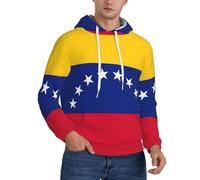 Tamiger Sudadera con capucha para hombre con estampado de la bandera de Venezuela, para invierno y otoño, uso casual para viajes al aire libre y uso diario, Negro, XS