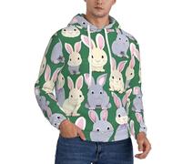 Tamiger Sudadera con capucha para hombre, diseño de conejo, para invierno, otoño, primavera, elástica, transpirable, para uso diario e informal, Negro, XXL