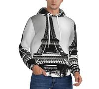 Tamiger Sudadera con capucha para hombre, diseño de la Torre Eiffel de París, color negro, para invierno y otoño, ropa casual para viajes al aire libre y uso diario, Negro, M