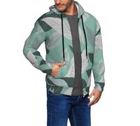 Tamiger Sudadera térmica con capucha y estampado de hojas gris menta para hombre, para el hogar, casual, al aire libre, gimnasio, viajes, entrenamiento, oficina, Negro, M