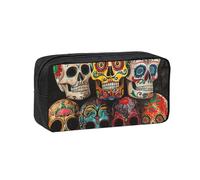 Tamiger Sugar Skulls Print - Estuche para bolígrafos unisex de gran capacidad, organizador de papelería para llevar a diario