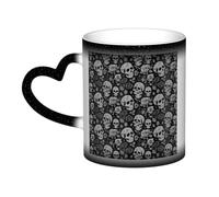 Tamiger Taza de café de cerámica con estampado de calavera y cielo estrellado que cambia de color, accesorio de uso diario para el hogar, la oficina