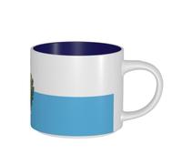 Tamiger Tazas de cerámica con estampado de bandera de San Marino de gran capacidad para el hogar, oficina, uso diario, camping, picnic, cocina, juegos de regalo