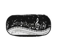 Tamiger Teclas de piano con notas musicales, impresión funcional, estuche para lápices, escuela, estudiantes, niños, niñas, uso diario, práctico, Black, Talla única, Organizador de bolsas