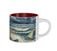 Tamiger The Seaside Lighthouse - Tazas de cerámica de gran capacidad para el hogar, oficina, uso diario, camping, picnic, cocina, juegos de regalo