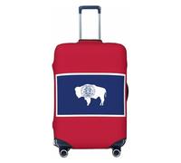 Tamiger Wyoming State Flag Print - Protector de equipaje elástico lavable universal para maleta de viaje, Black, L