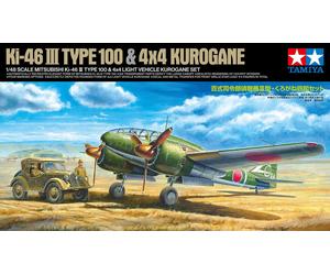 Tamiya 25217 Mitsubishi Ki-46 III Tipo 100 & 4x4 Kurogane 1/48 Escala Plástico