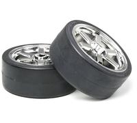 Tamiya 53960 6 Spoke Plated Wheels & Drift Tyre Type D 26mm (2pcs) - RC Car Spar