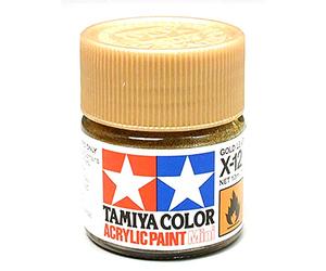Tamiya 81512 - Pintura Acrílica Mini, Brillo Dorado Frasco de 10 ml, X-12
