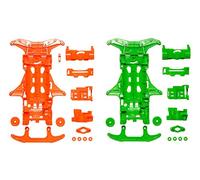 Tamiya 95355 Mini 4WD Conjunto de chasis fluorescente VS Chasis (naranja/verde)