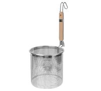 Tamiz， Cesta de pasta con mango madera for colgar espaguetis, colador araña malla acero inoxidable for, fideos, bola masa, cestas 18 cm o: plateado(40x16cm)