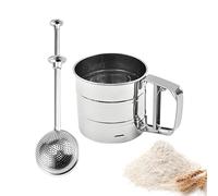 Tamiz Colador de Harina, Regerly 1Pcs 250 Gramos Tamizador Harina de Acero Inoxidable con Mango 1Pcs Agitadores de Cacao Polvo para Harina Cacao Y Azúcar Glasé