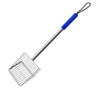 Tamiz de ceniza de carbón hueco para estufa con mango largo | Pala de chimenea para gallinero, caja de arena para interior, barbacoa, patio, camping, jardín, al aire libre, azul