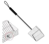Tamiz de ceniza de metal hueco para estufa con mango largo | Pala para cenizas de chimenea para exteriores, jardín, camping, patio, barbacoa, interior, caja de arena para gallinero