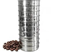 Tamiz De ClasificacióN De Granos De Café De Acero Inoxidable, Juego De Tamiz De PrecisióN Con Cubierta Inferior, Malla 12-21,10 TamañOs,8 Pulgadas De DiáMetro,Ideal Para Uso En El Hogar Y La CafeteríA