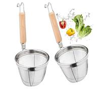 Tamiz de Fideos YouXiaor 2PCS Espaguetis Filtro Fideos Pasta Bola Masa Colador Acero inoxidable Cesta Fideos Multifunción Cesta Cocina Colador Drenaje Colador cocina Gadgets Madera Fideos Colador