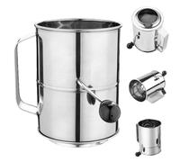 Tamiz De Harina - Colador Para Hornear De Acero Inoxidable, Herramienta De Tamiz De Manivela, Tammiz De Taza De Malla Fina | Tammiz Para Hornear Pasteles, Pasteles, Tartas, Cupcakes, Postres