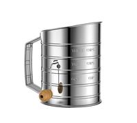 Tamiz de harina de acero inoxidable, capacidad de 3 tazas, con mango apretable, malla fina para harina y azúcar sin grumos, herramienta de tamizado apta para lavavajillas para pasteles, pasteles, pan