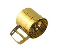 Tamiz de harina de acero inoxidable dorado/plateado, herramienta para hornear harina en polvo, colador de malla de azúcar glaseado, tamiz de manivela con escala de medición, tamiz de harina para