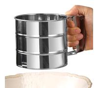 Tamiz de harina de acero inoxidable, herramienta ergonómica de mano, tamiz de harina de mano, para tamizar azúcar, café, polvo, cocina, cocina, hornear, pastelería