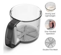 Tamiz de harina para hornear, tamiz de azúcar en polvo manual, taza de malla fina, diseño de prensa manual, herramienta de cocina para hornear, gris