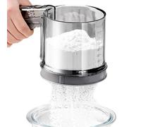 Tamiz de harina semiautomático para polvo de malla fina, tamiz de hornear para cocinar en casa, cocina, comedor, restaurante, harina, azúcar, canela, quinoa, fácil de usar, herramienta de horneado