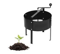 Tamiz de jardín Relaxdays, con manivela, Ø 40 cm, tierra, piedras, negro | arena, acero, de pie, malla fina para compost