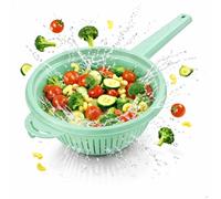 Tamiz de plástico con mango, colador de cocina, colador de plástico, colador de mano, colador de cocina, colador de cocina, colador para ensalada, colador apilable, 40 cm, color menta