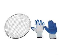 Tamiz de tierra de jardinería para cubos de 5 galones con pantallas y guantes de 2 mm/6 mm/10 mm, tamiz de arena de hierro galvanizado para compost, rocas y suciedad (10 mm)