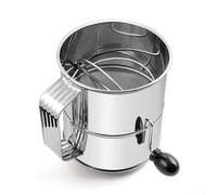 Tamiz manual de harina para tartas con mango giratorio de acero inoxidable, malla fina para romper grumos de harina y preparar masa suave