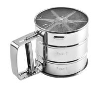 Tamiz， Tamiz de harina acero inoxidable dorado/plateado, taza tamizadora, herramienta for hornear en polvo, tamiz malla for azúcar glas, colador, manivela(Silver)