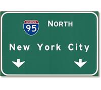 TammieLove American Yesteryear I-95 Interstate NYC New York City NY Letrero de metal autopista autopista, reproducción novedosa para decoración de pared, acero, no estaño, 36 x 24 [AYY000] Cartel de