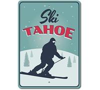 TammieLove Cartel de esquí Tahoe Lake Tahoe Ski Lodge, letrero decorativo de metal para Navidad, placa de hojalata de 8 x 12 pulgadas, TinSignEUa2333