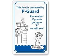 TammieLove Cartel de lata con texto en inglés "This Pool is Protected by P Guard Remember If You P We Will See Warning 20.3 cm x 30.5 cm