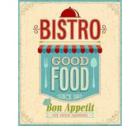 TammieLove - Cartel de Metal con Texto en inglés Bistro Good Food, tamaño Grande, Estilo Vintage, 20 x 30 cm