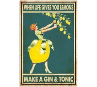 TammieLove Cartel de metal con texto en inglés "Lemon Lady When Life Gives You Lemons Make A Gin and Tonic" (20,3 x 30,5 cm), TinSignEUa45591