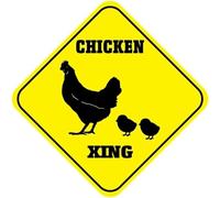 TammieLove Cartel de metal divertido de aluminio con texto en inglés "Chicken Crossing", 30,5 x 30,5 cm