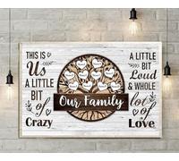 TammieLove Cartel decorativo con texto en inglés «This Is Us A Little Bit Of Crazy Family» y regalo para el hogar, jardín, galería, letrero de lata de 8 x 12 pulgadas, TinSignEUa42285