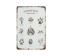 TammieLove Divertida guía de campo del bosque, huellas de animales, huellas de animales de tierra, impresiones artísticas para niños, letrero de metal, retro, vintage, póster de metal, decoración de