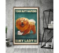 TammieLove Funny Dog Your Butt Servilletas My Lady Póster tibetano Mastín Mamá Regalos Retrato de mascotas Personalizado e Ilustración Perro Cartel de metal de hojalata 8 x 12 pulgadas
