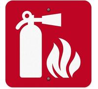 TammieLove Letrero cuadrado de metal para extintor de incendios, hospitalidad, hoteles, moteles, 30,5 x 30,5 cm