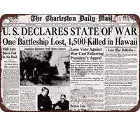 TammieLove Letrero de metal con diseño de Pearl Harbor Attack U.S. Declares War de 1941